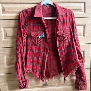 Etienne Marcel Red Checked Shirt Jacket
